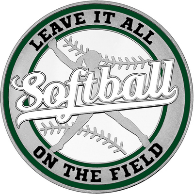 White "Softball" with Dark Green Outer Circular Borders